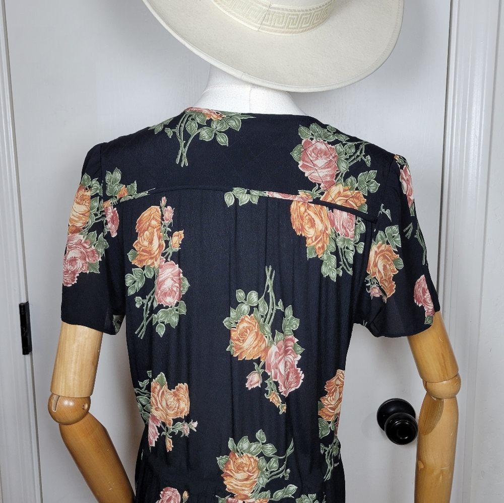Christy Dawn Black Midi Dress with Pink and Peach Floral Print - Picture 10 of 11